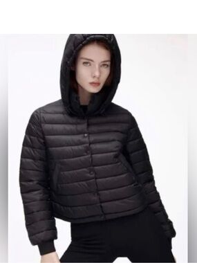 Zara Black Hooded Quilted Puffer Jacket - Women's Baseball Bomber Jacket